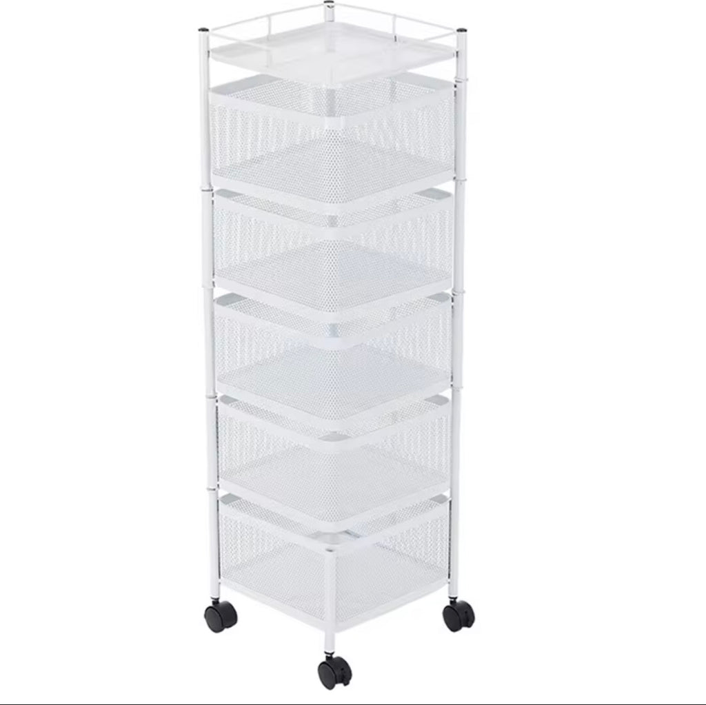 5-Tier Rotating Storage Trolley with Wheels