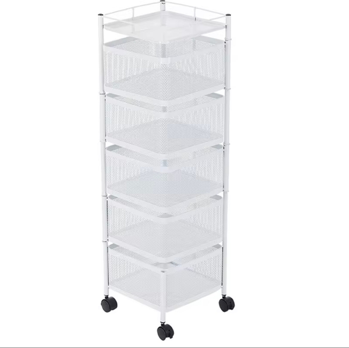 5-Tier Rotating Storage Trolley with Wheels
