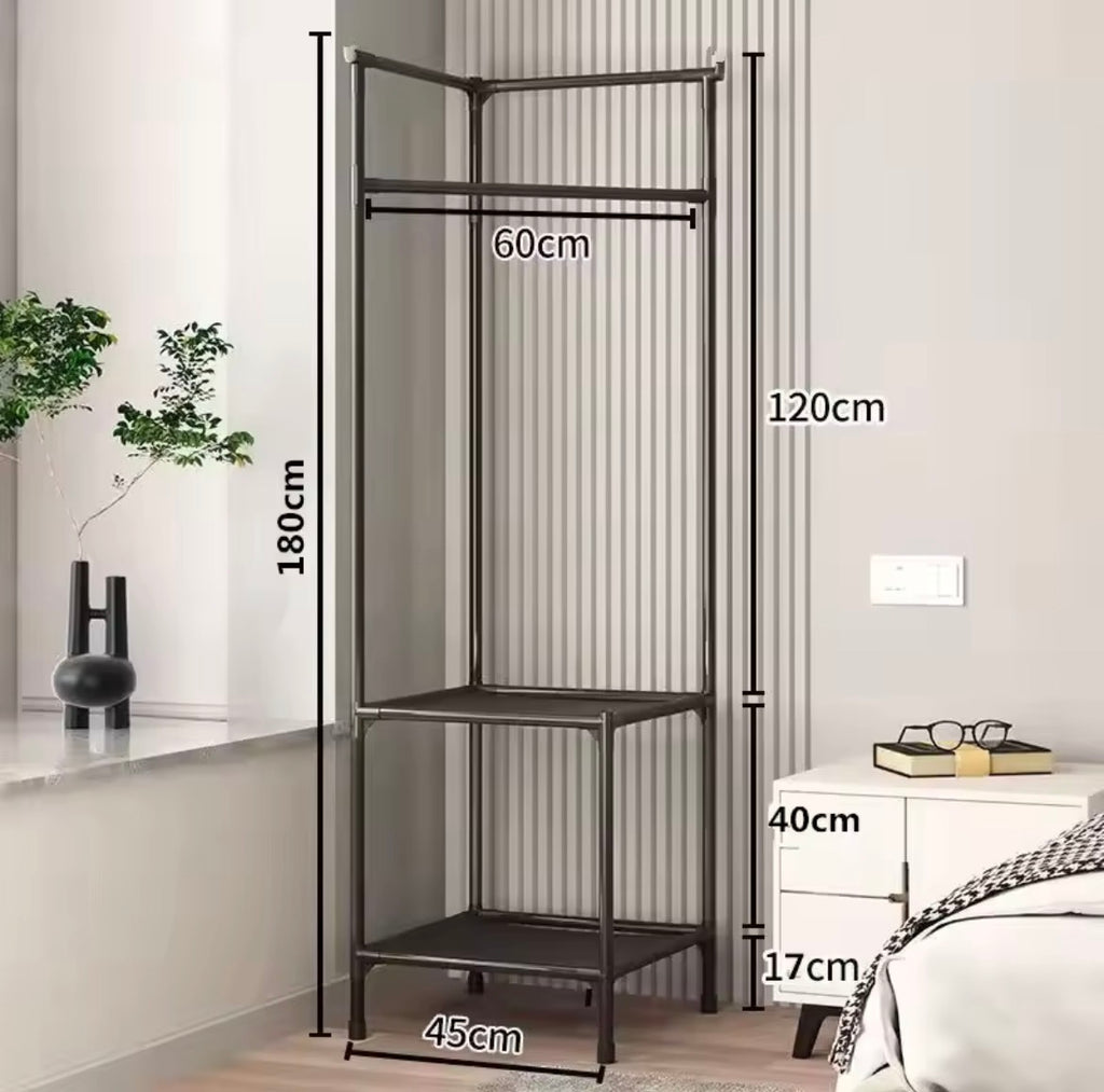 Corner Coat & Hat Rack with Shoe Storage Shelves