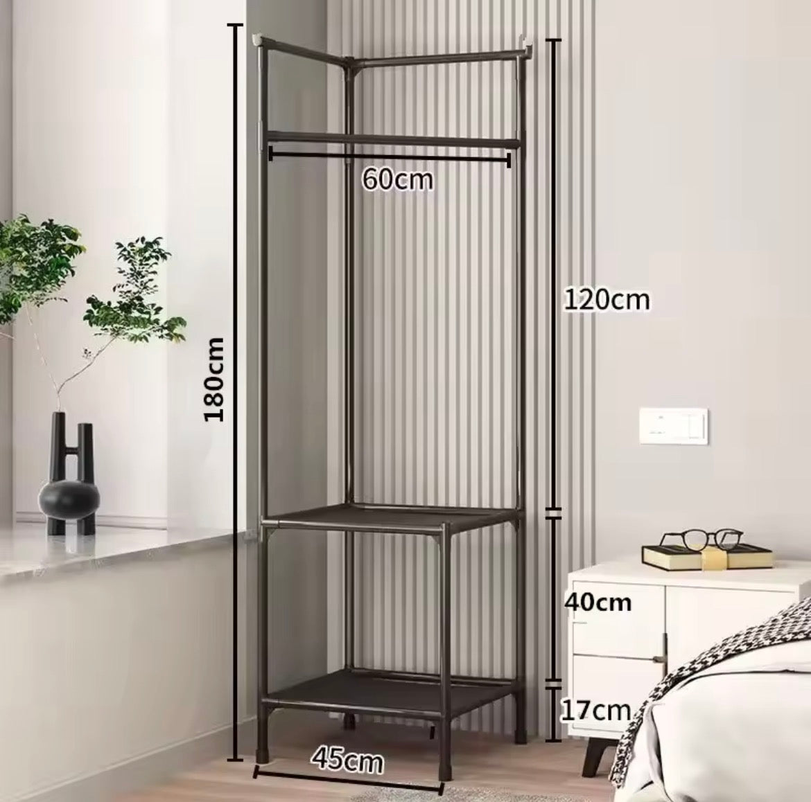 Corner Coat & Hat Rack with Shoe Storage Shelves