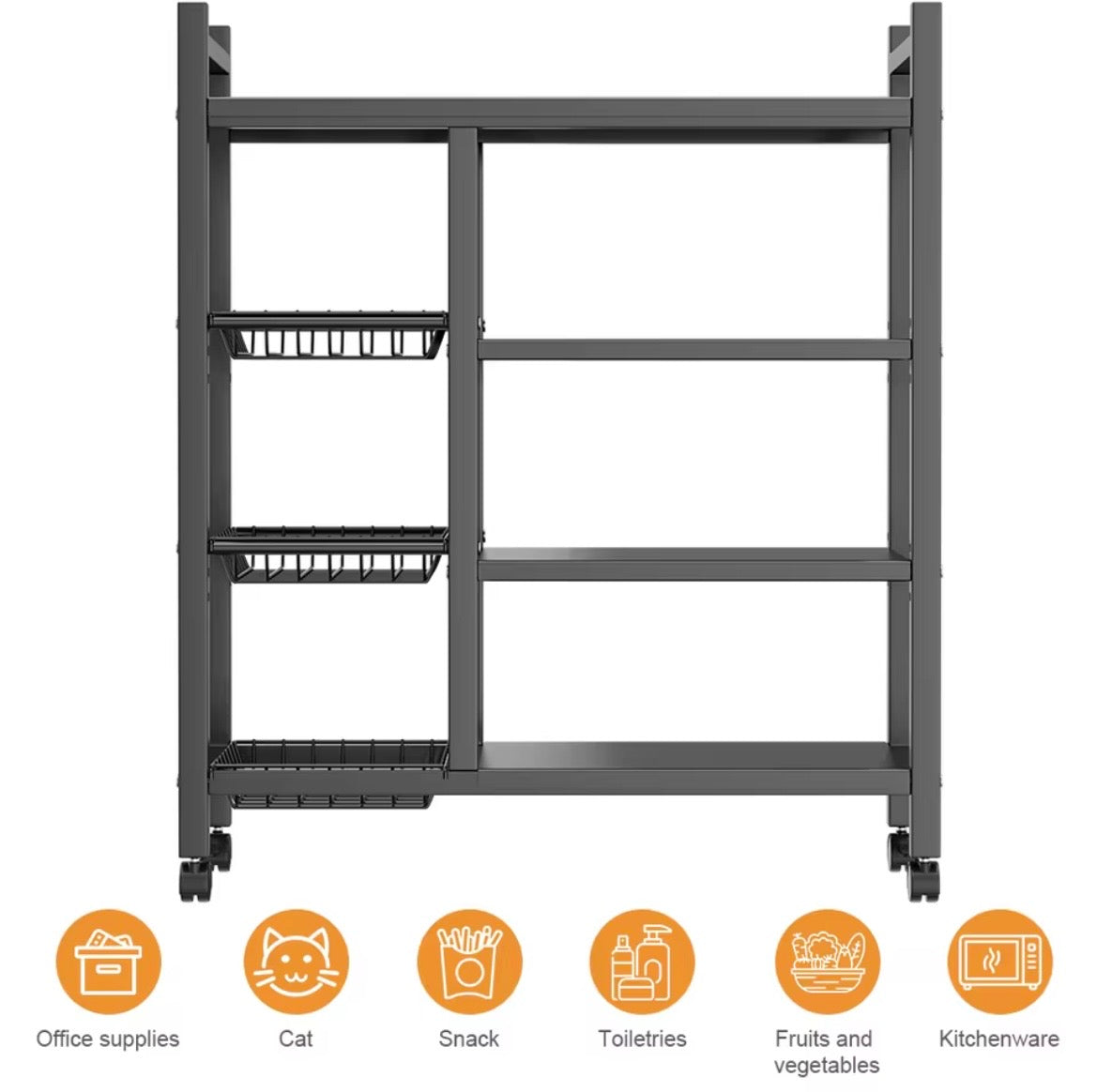 4-Tier Mobile Metal Storage Shelving Unit with Wheels