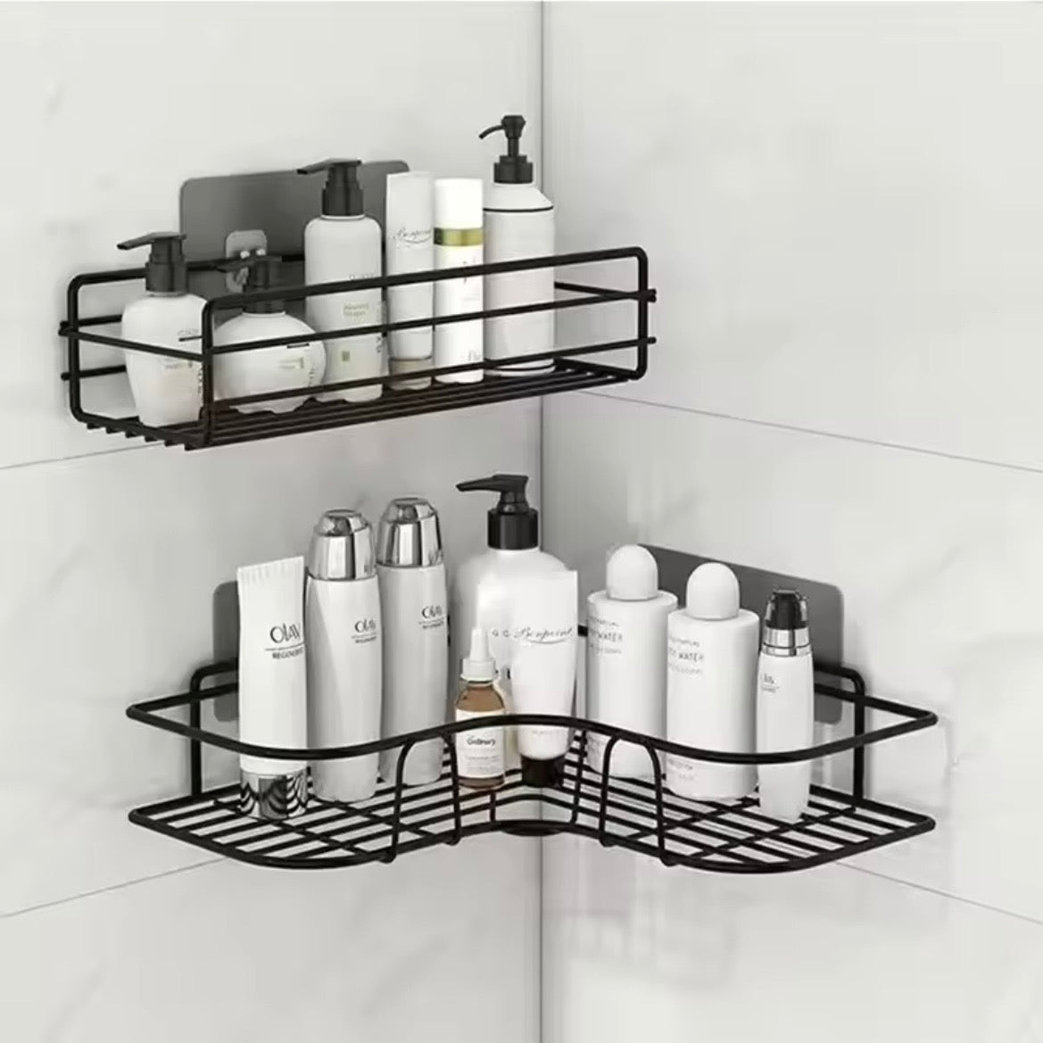 Adhesive Wall-Mounted Bathroom & Shower Storage Shelf