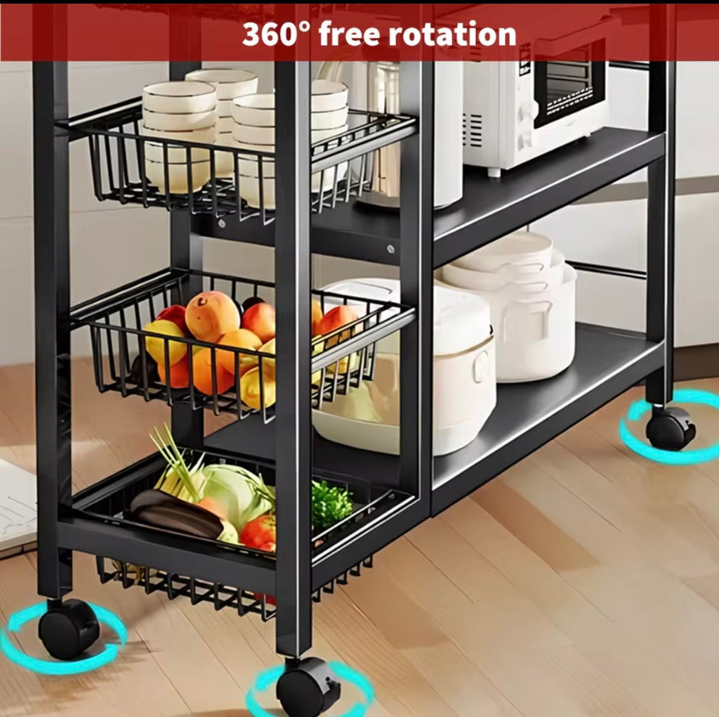 4-Tier Mobile Metal Storage Shelving Unit with Wheels