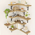 5-Piece Wood Grain Corner Floating Shelf Set
