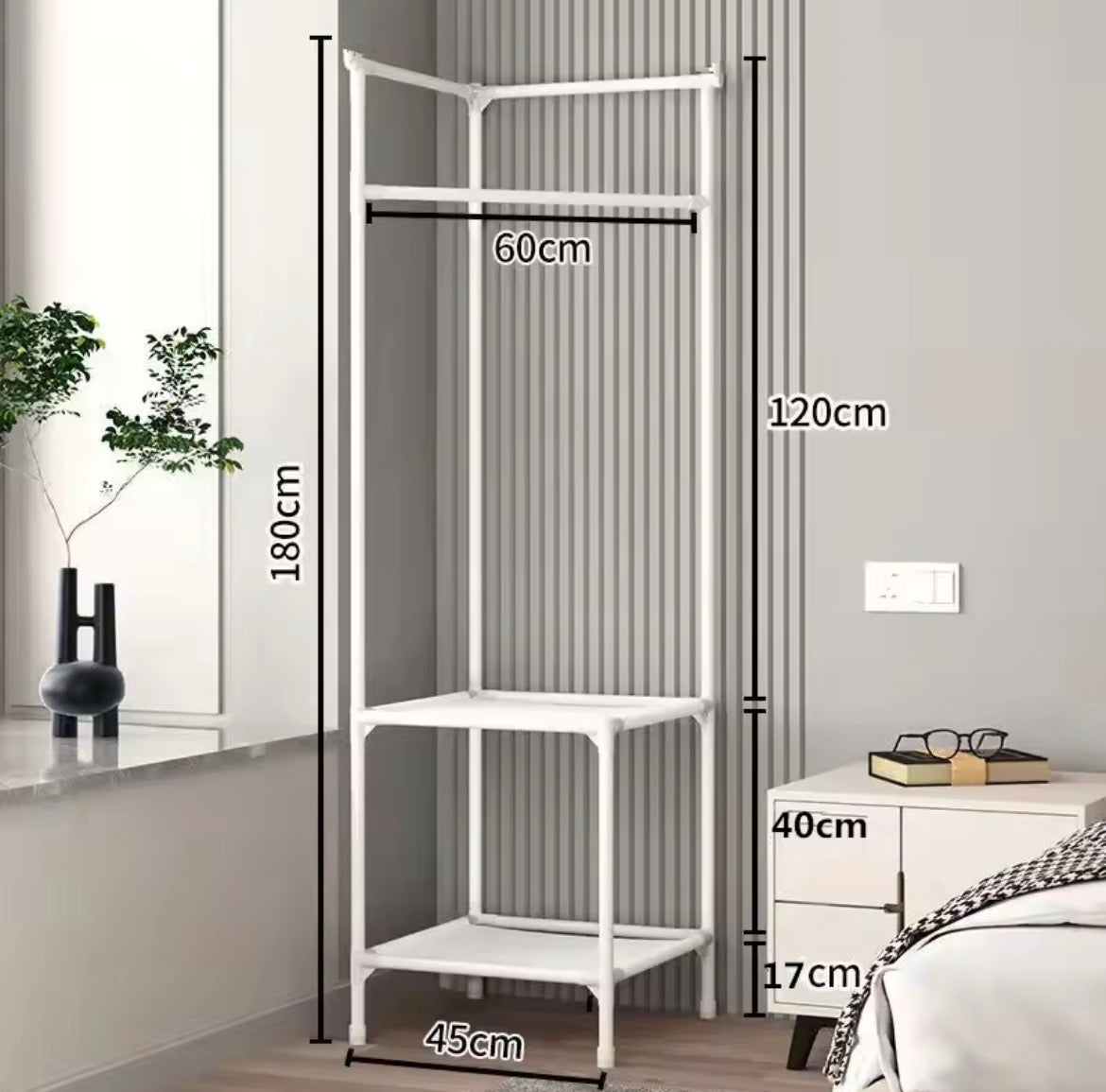 Corner Coat & Hat Rack with Shoe Storage Shelves