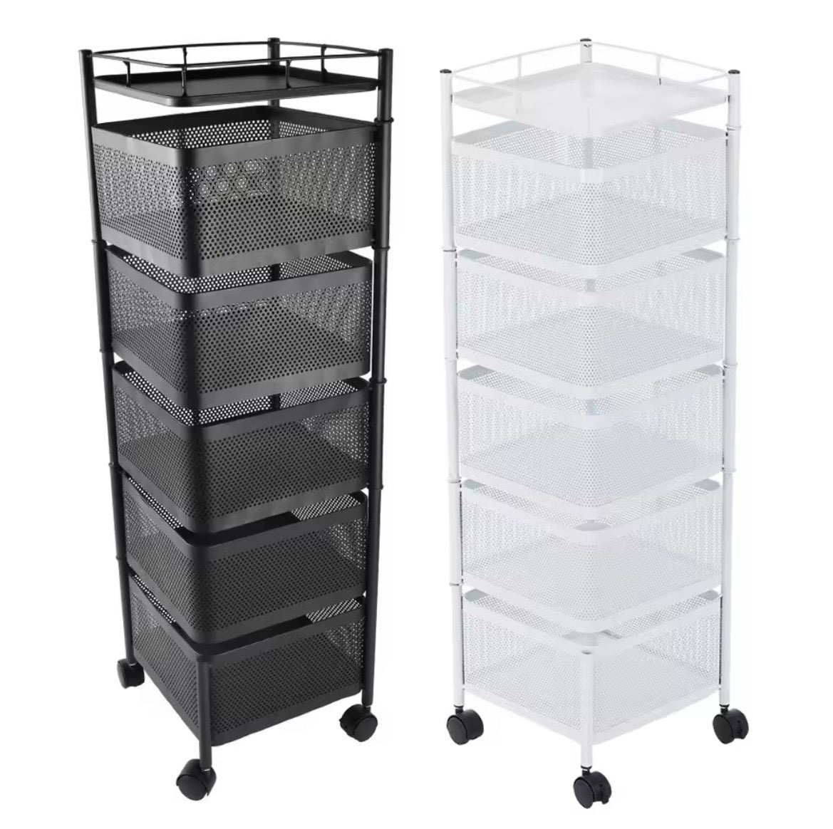 5-Tier Rotating Storage Trolley with Wheels