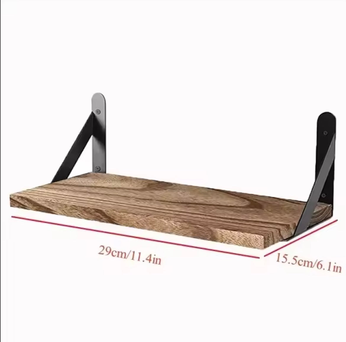 Wooden floating wall shelf 29 centimetres by 15.5 centimetres